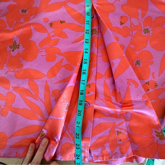 Silk Vintage Skirt Jeweled A Line Belted Clasp Size 6 - Picture 7 of 15